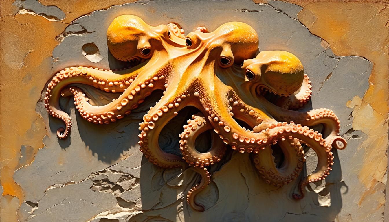 Entwined Octopi on Pedestal in Classic Realism Style