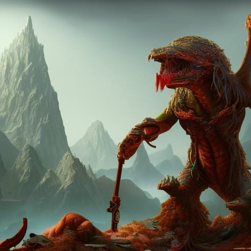 Fantastical Grandma: Detailed Matte Painting in Deep Color