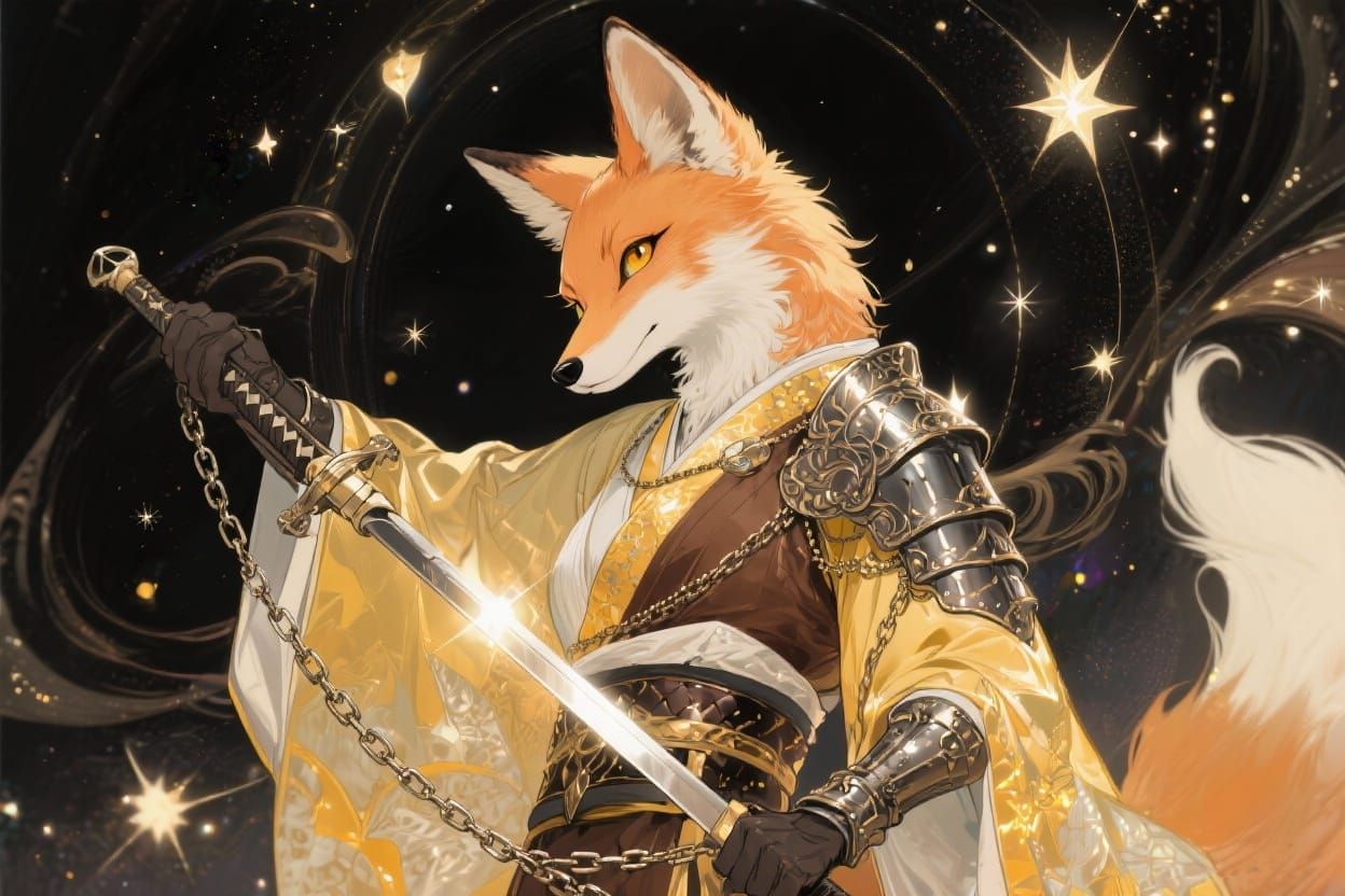 Saberfox in Gothic Kimono with Saffron and Bistre Tones