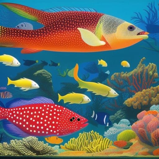 Underwater Shipwreck Scene Inspired by Pop Art