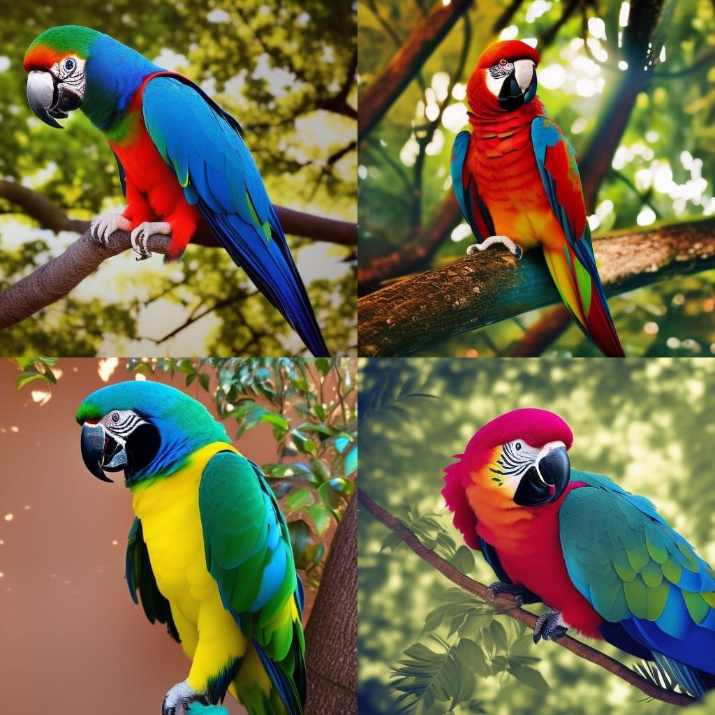 Photorealistic Parrot with Iridescent Feathers