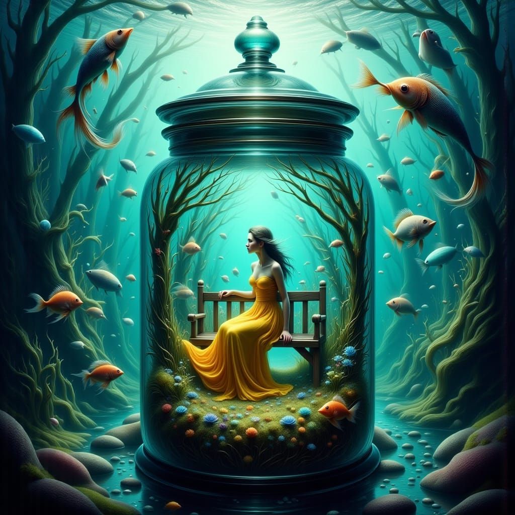 Enchanted Underwater Village with Human Aquarium