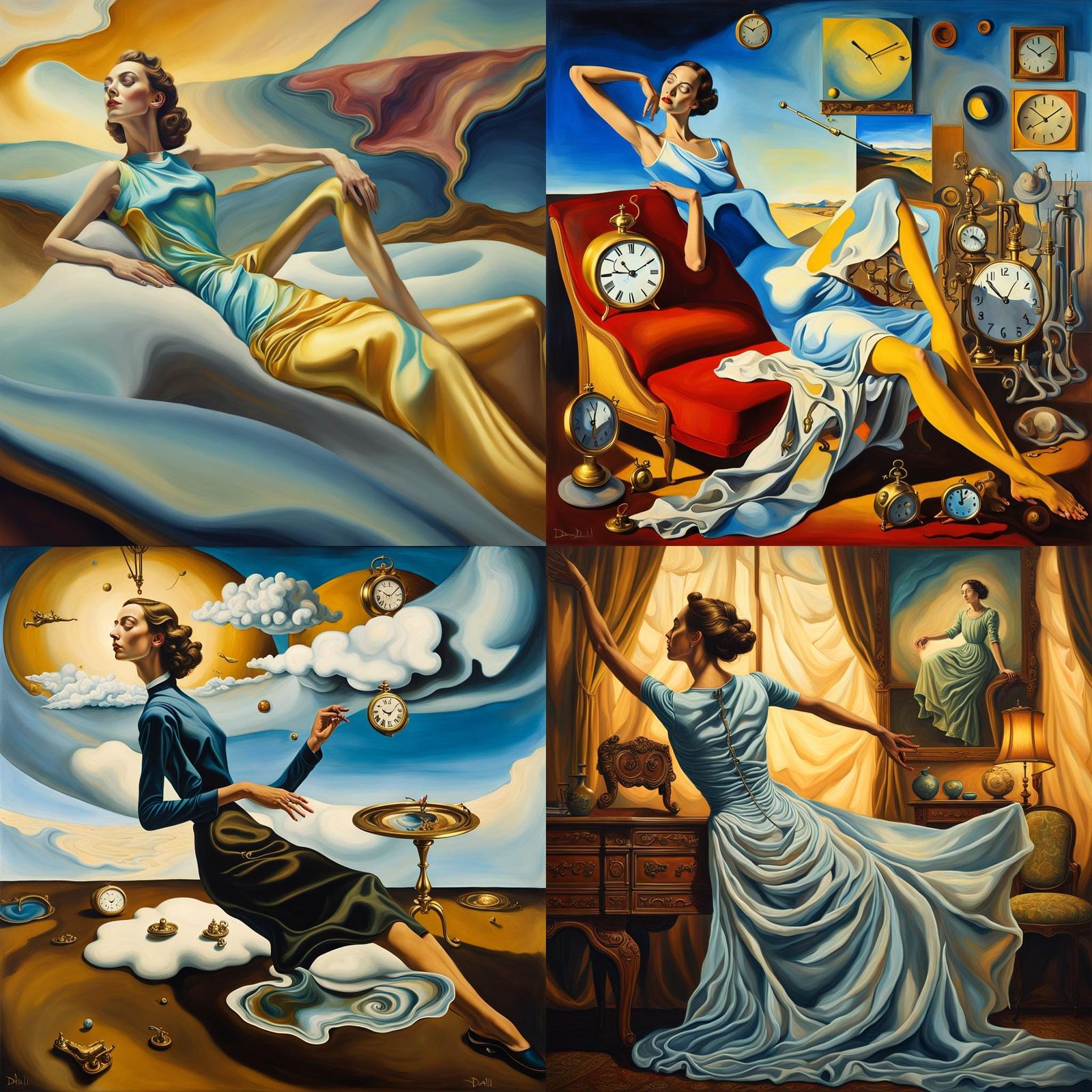 Woman Reclining, Painted in Dali Style