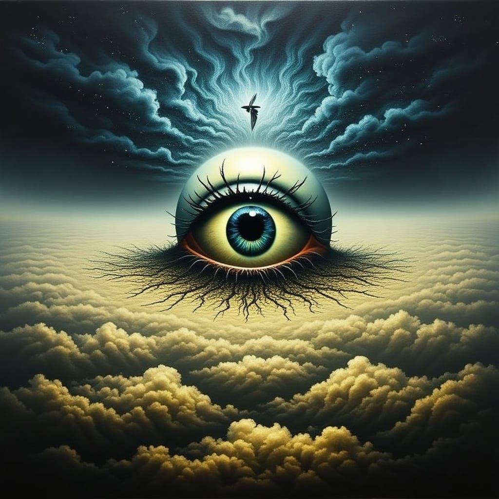 Surreal Eye in Dreamlike Expanse as Digital Art