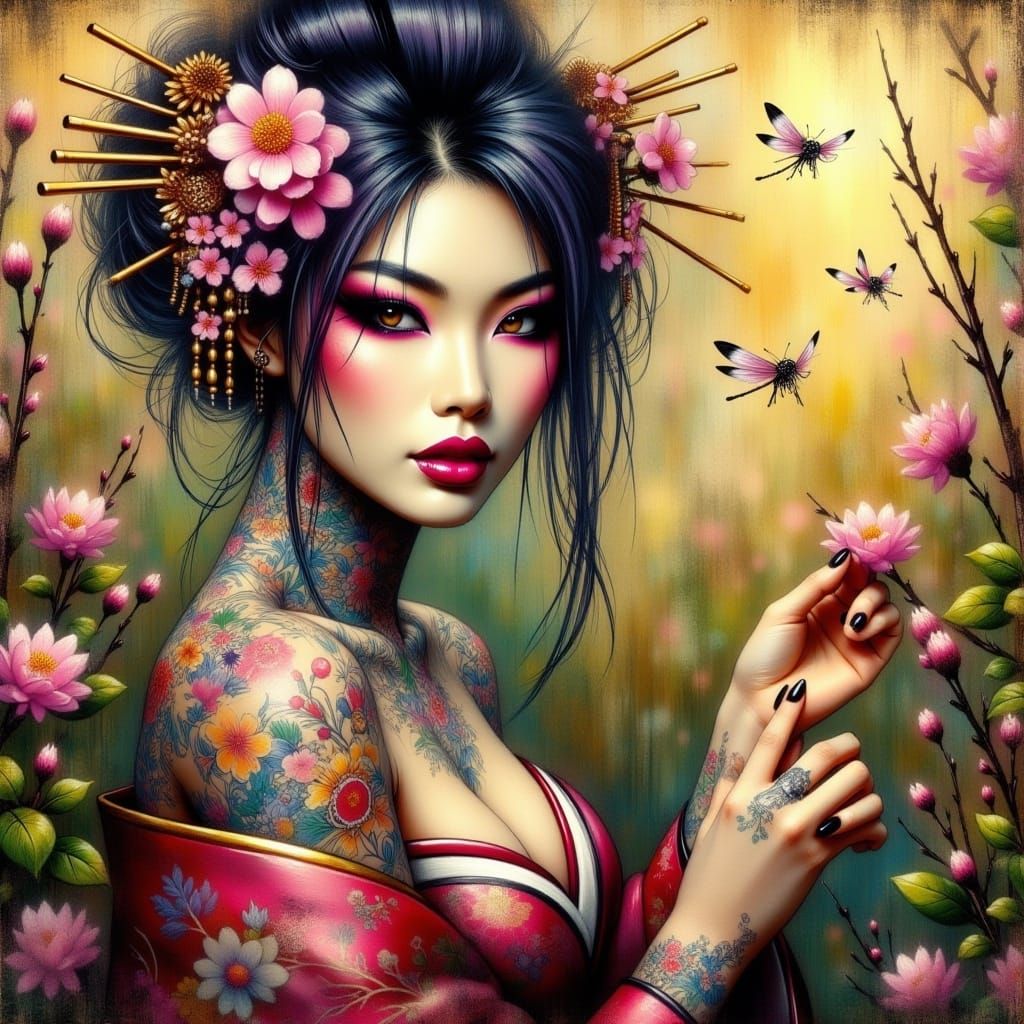 Geisha in Dragonfly Garden