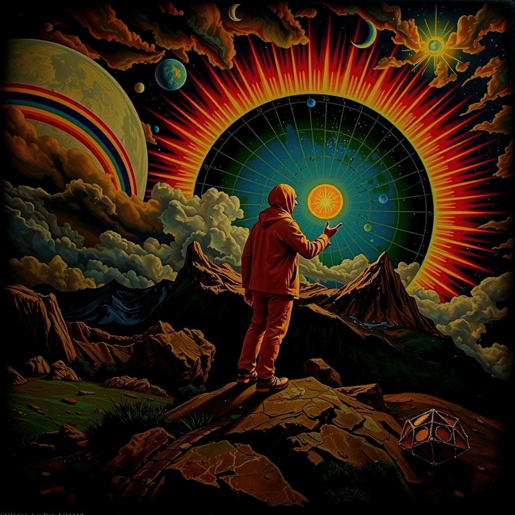 Neon Futuristic City in a Vibrant Sunset Sky