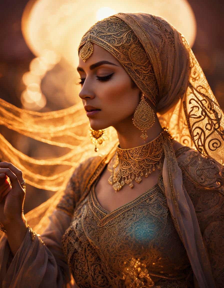 Veiled Bellydance Muse in Golden Hour