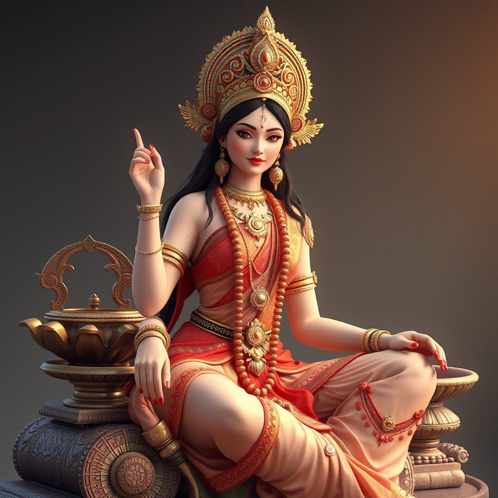 Goddess Sita in Intricate Anime-Inspired Concept Art