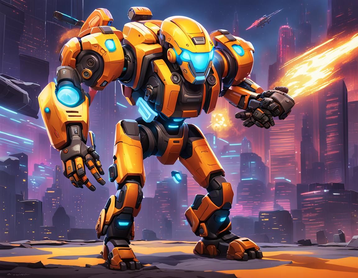 Plucky Mech Pilot Spark in Cinematic Style