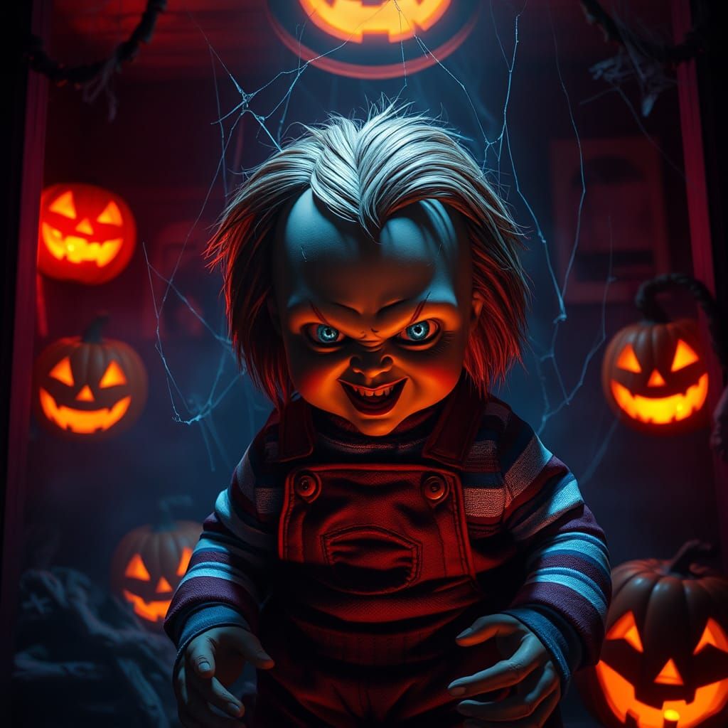 chucky horror character Halloween render,