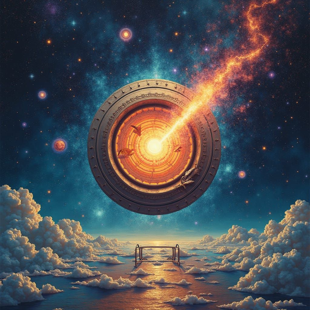 Astral Universe Tunnel in Holographic Illustration