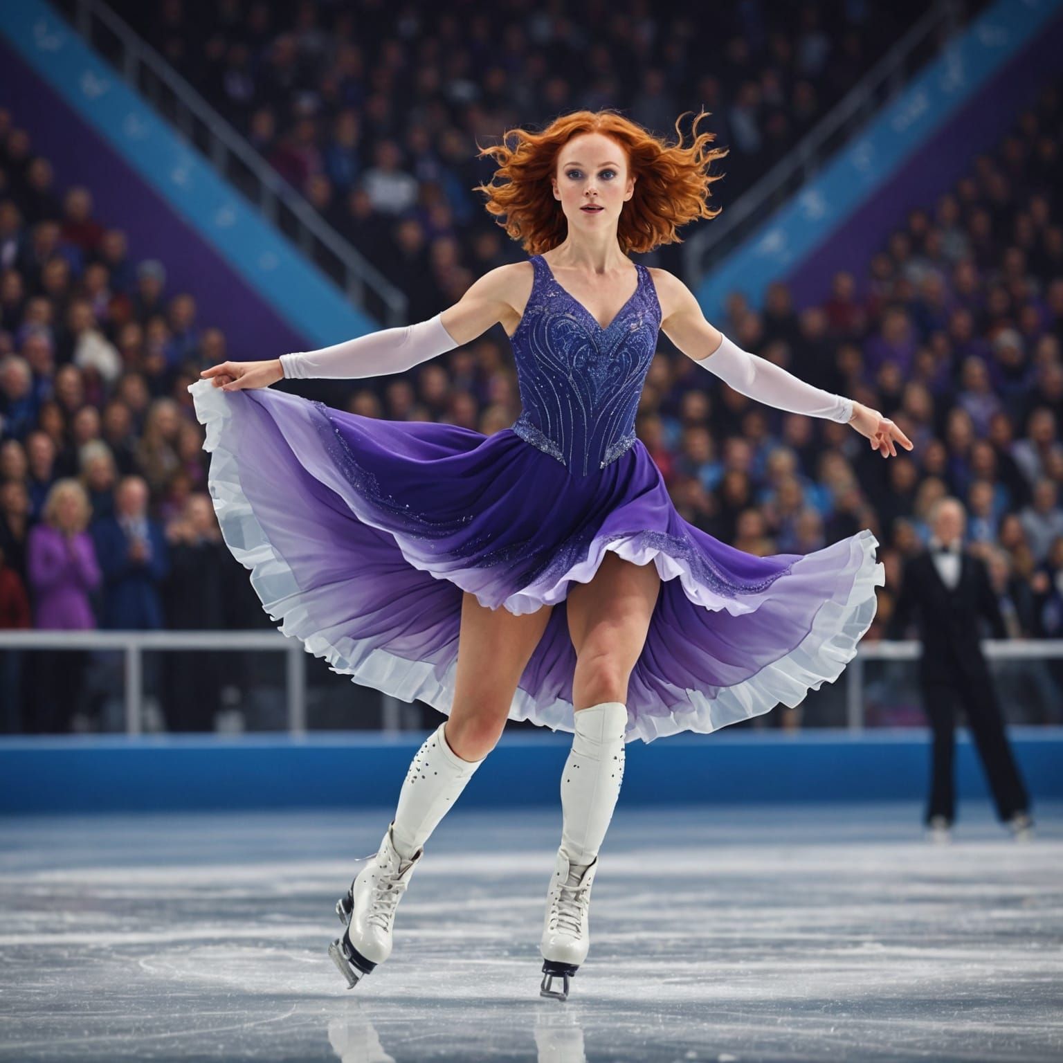 Figure Skater Mid-Spin: Detailed Digital Painting