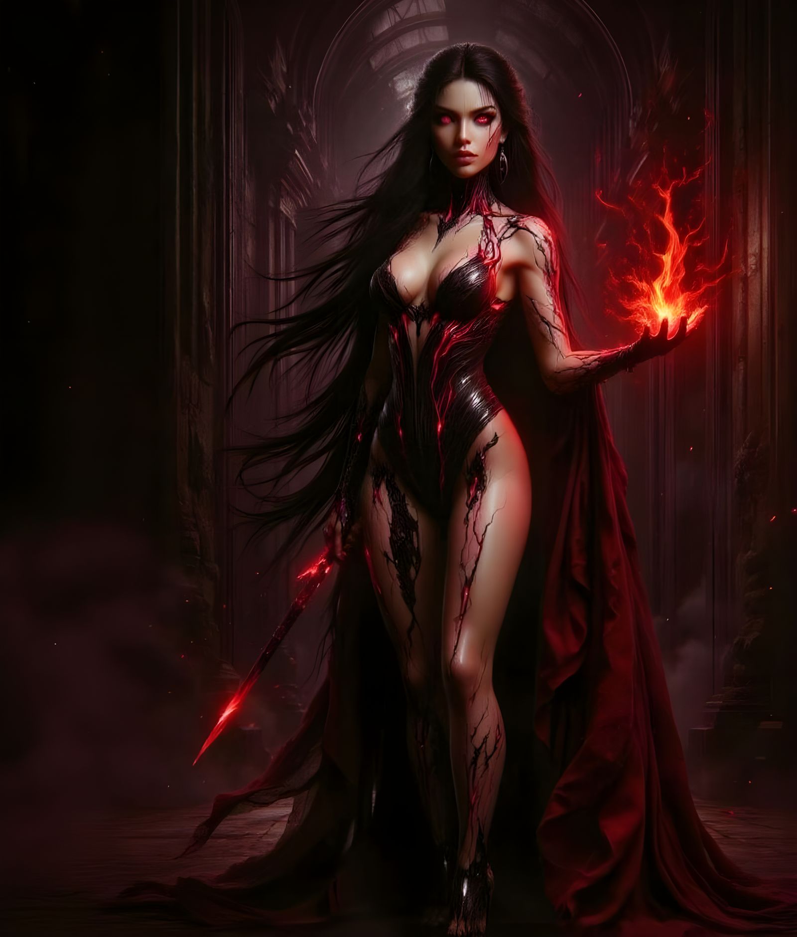 Blood Queen: Hyperrealistic Woman in Cinematic Style