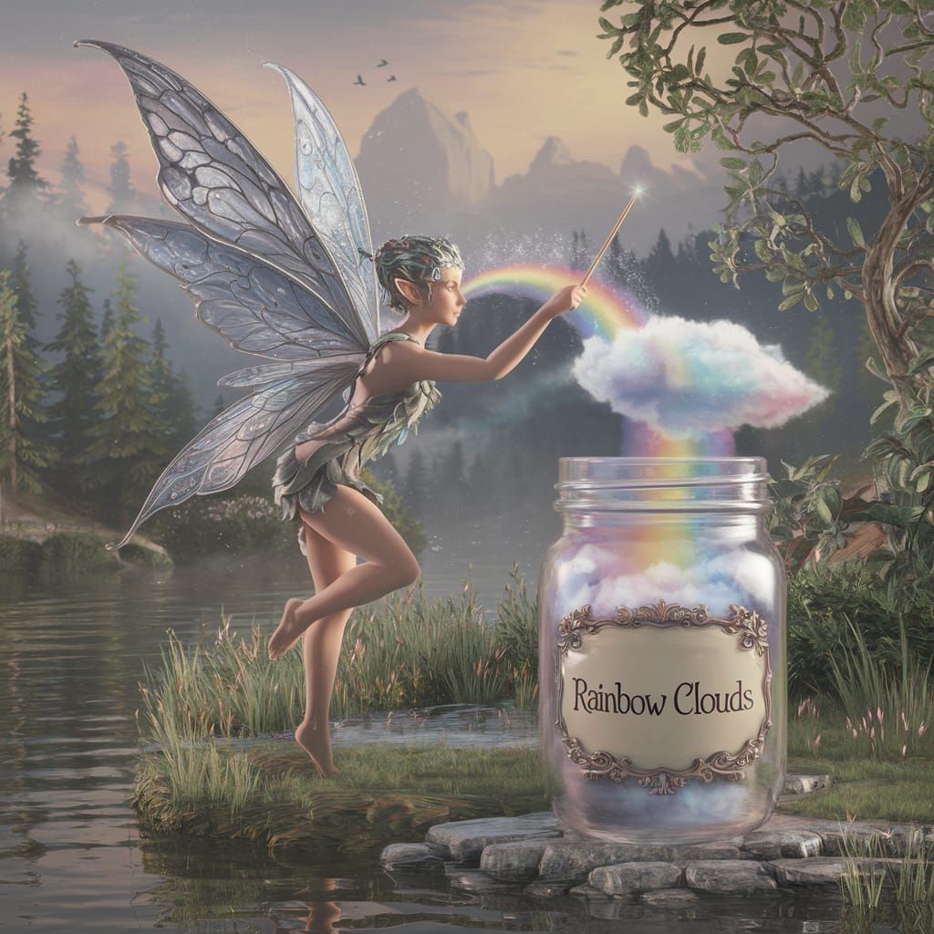 Ethereal Fairy Creates Rainbow Clouds in Jar