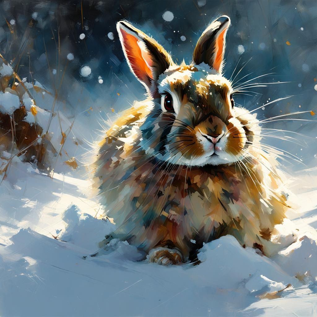 Bunny in Snow: Detailed Matte Painting