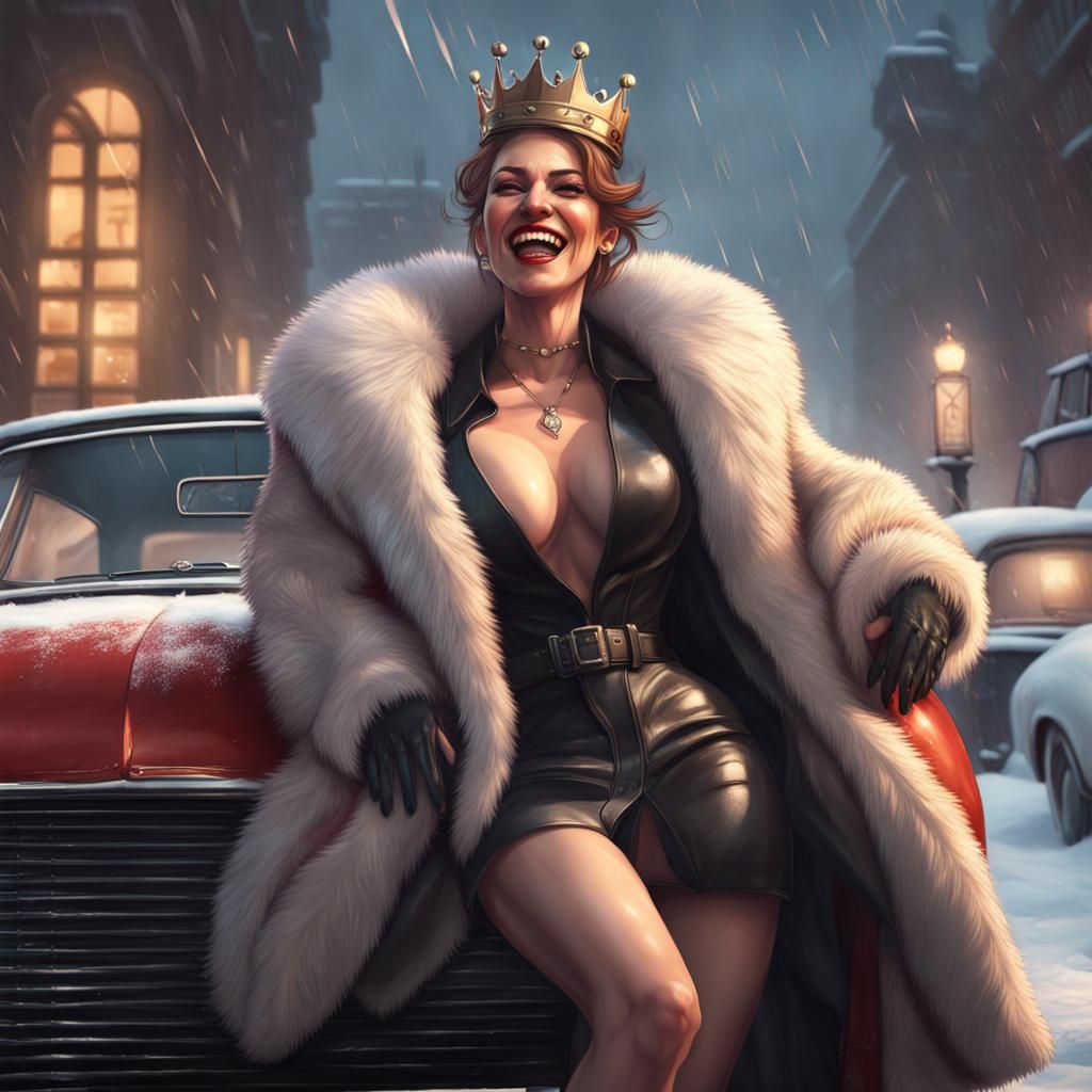 Female Mafia Boss Portrait with Crown in Artgerm Style