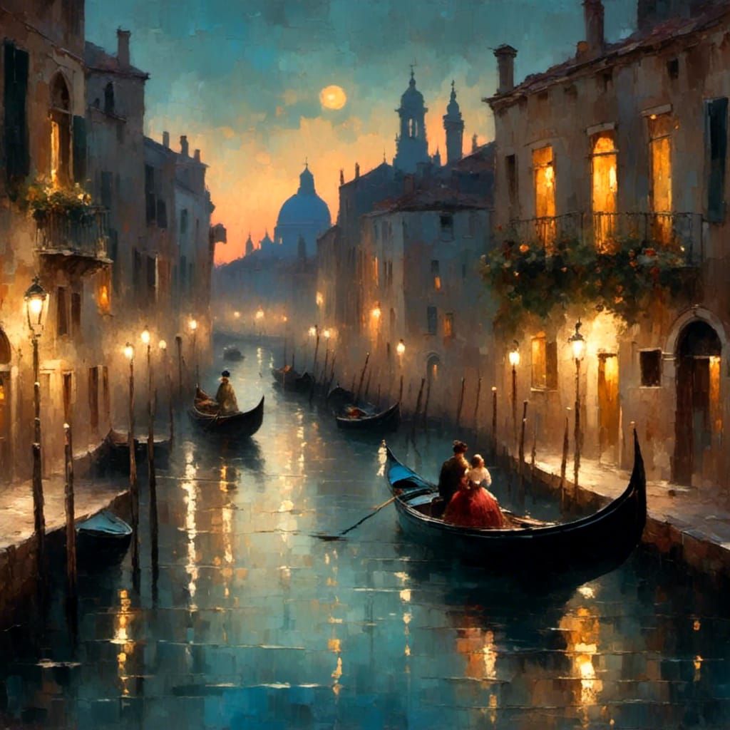 Moonlit Serenade in Venice: A Romantic Scene