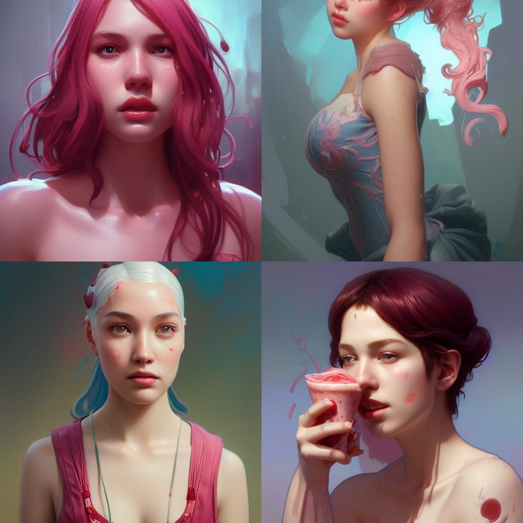 Hyperdetailed Strawberry Milkshake Portrait