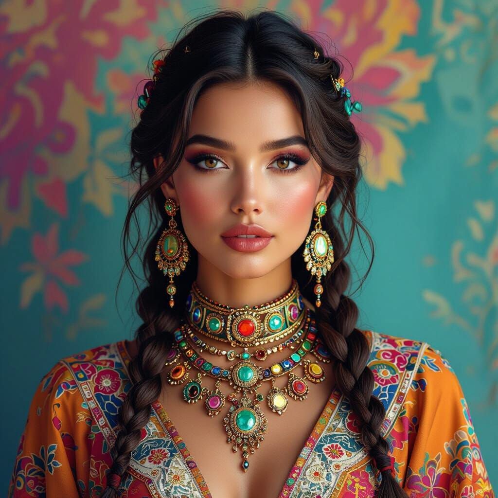 Hyperrealistic Woman in Futuristic Attire