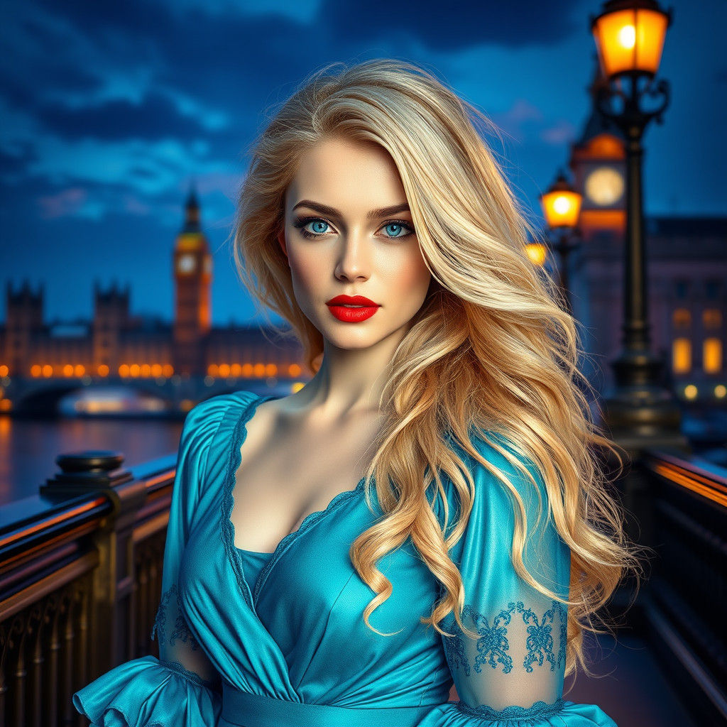 Woman in Victorian London, Detailed Digital Portrait