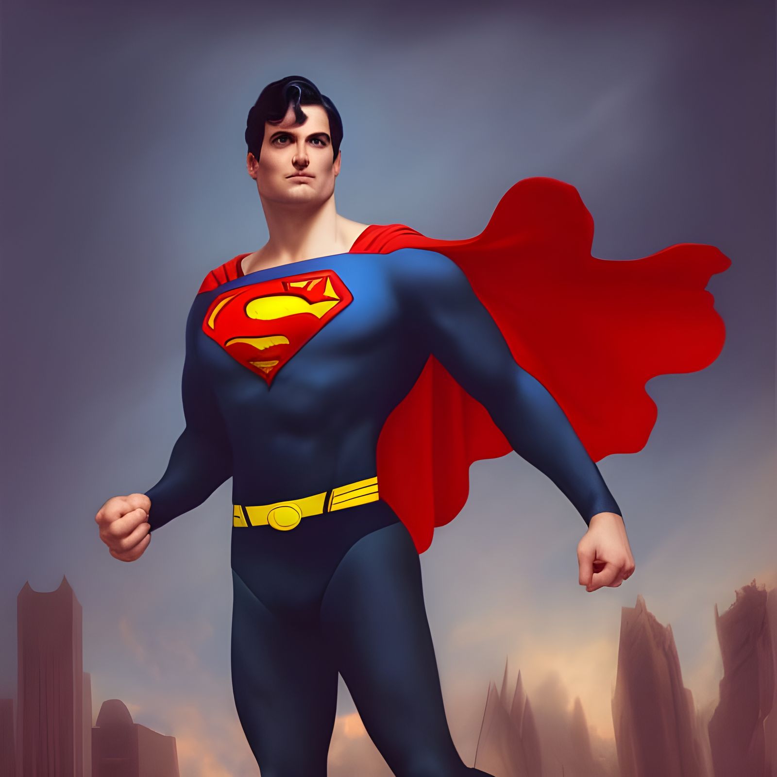 Superman in Dark Street, Knightcore Artgerm Style