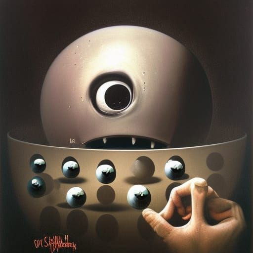 Terrifying Face with Magic Eyes, Vintage Photorealism