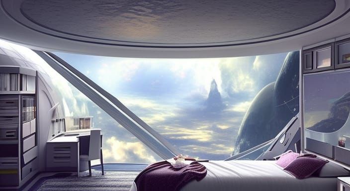 Spaceship Bedroom with Epic Cinematic View