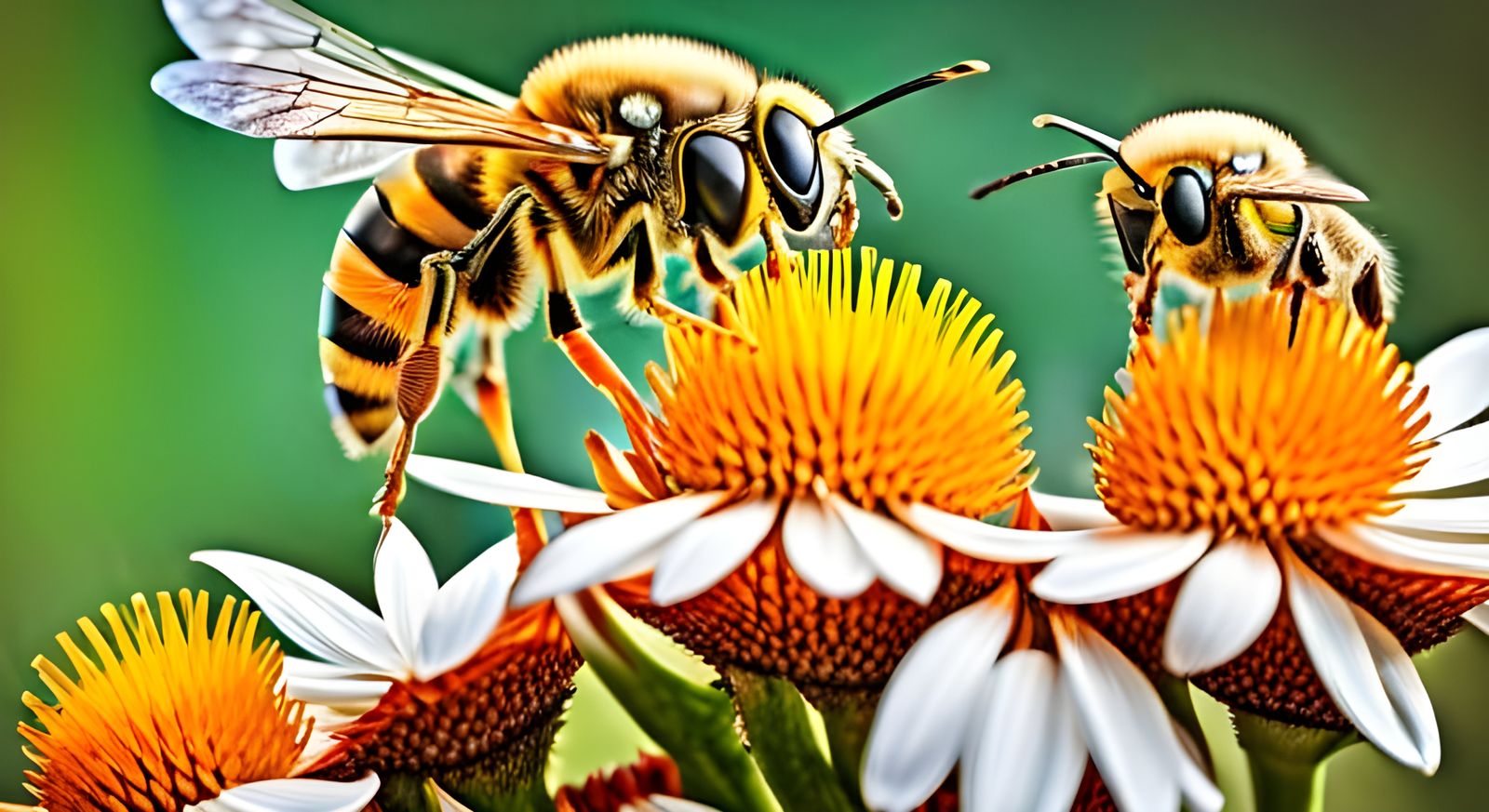 Bees and Wasps Sharing Lunch Together