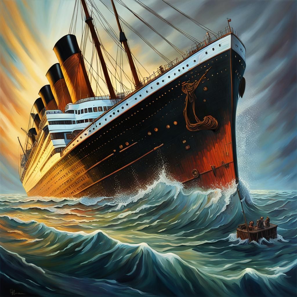 Hyperrealistic Painting of the Titanic Sinking