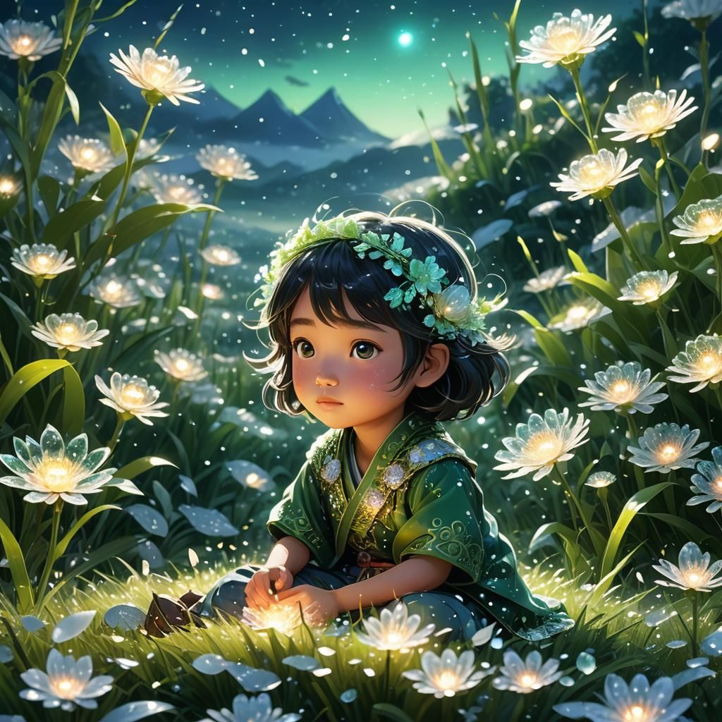 Child in Crystalline Field: Digital Anime Art