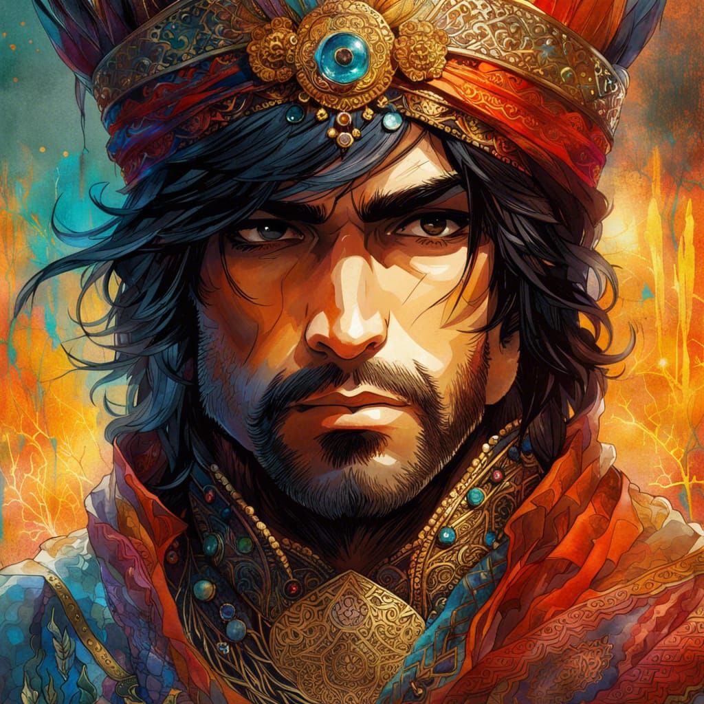 Prince of Persia Portrait in Watercolor Style