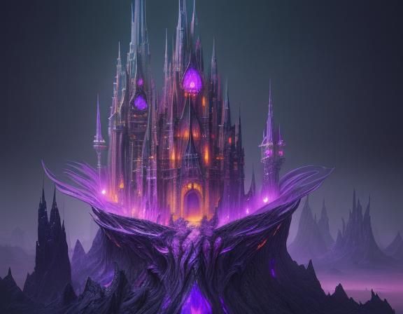 Psychedelic Fantasy Castle: Detailed Oil Painting