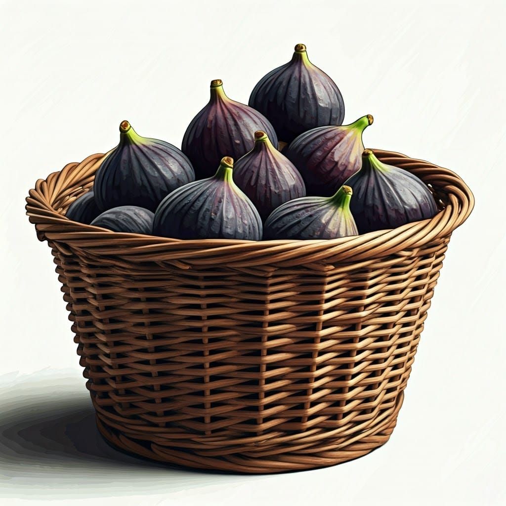 Majestic Fig Basket with Vibrant Colors and Bold Strokes