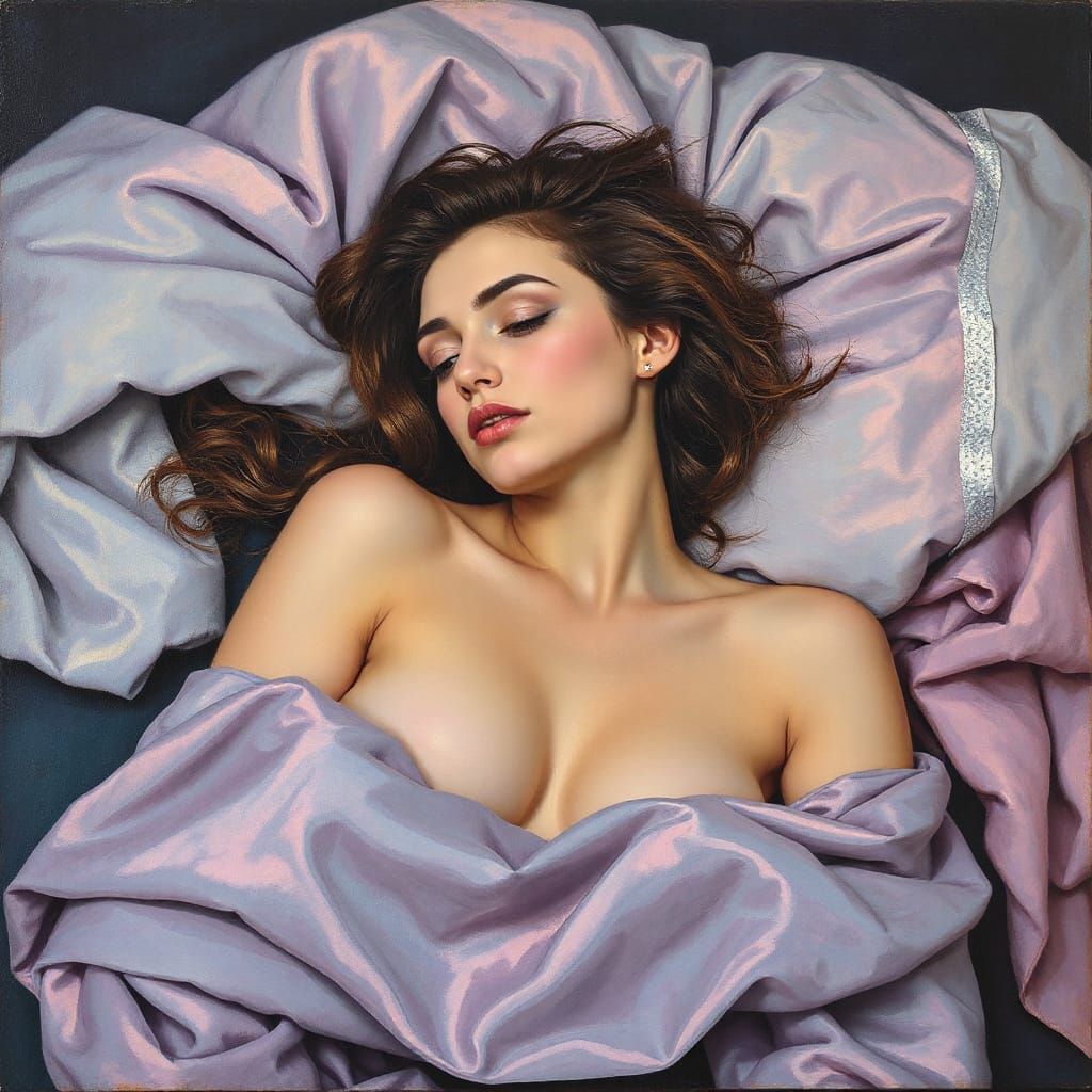 Woman at Rest in Illustrated Oil Painting Dreamscape