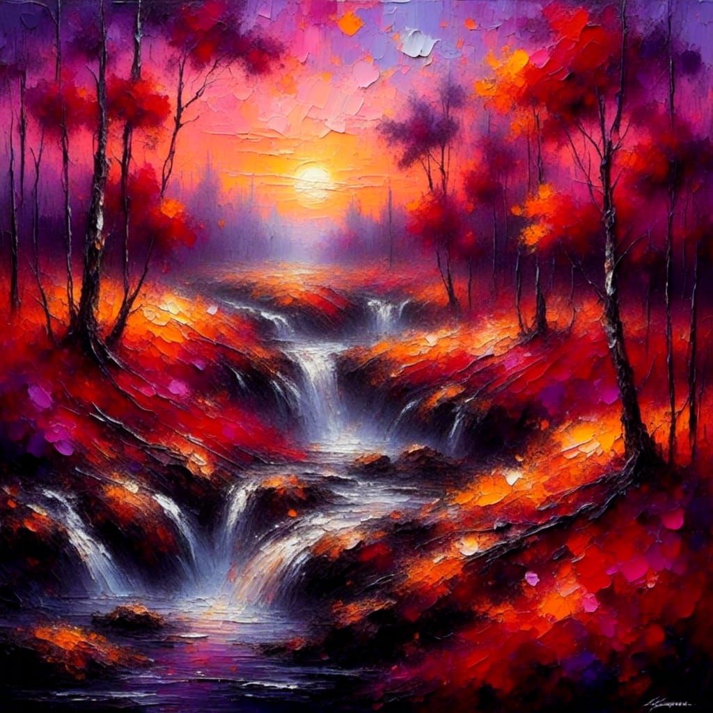Romantic Sunset Landscape Inspired by Great Masters