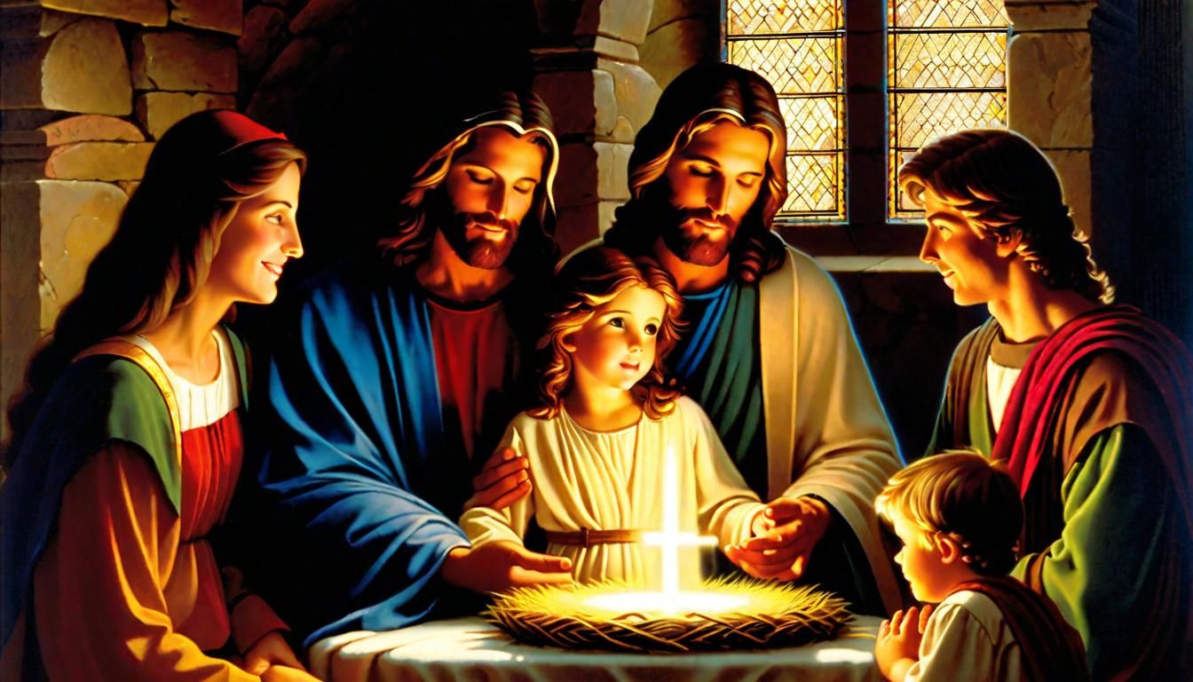 Holy Family Portrait Emphasizing Love and Humanity