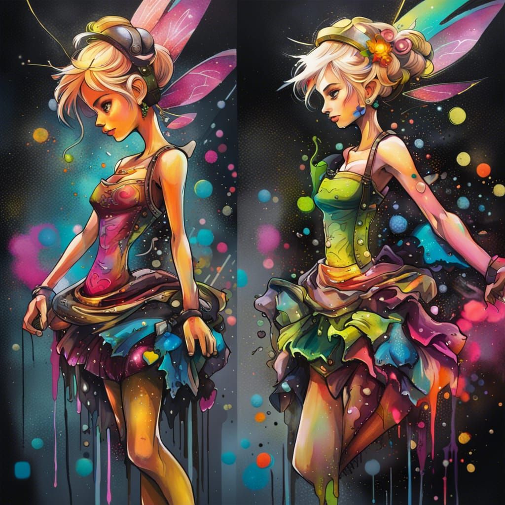 Tinkerbell as a Space Pirate in Graffiti Art