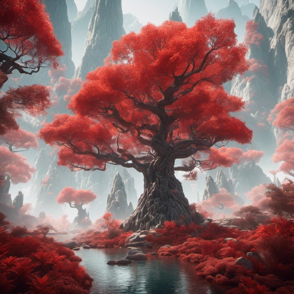 Red Trees with Sacred Geometry