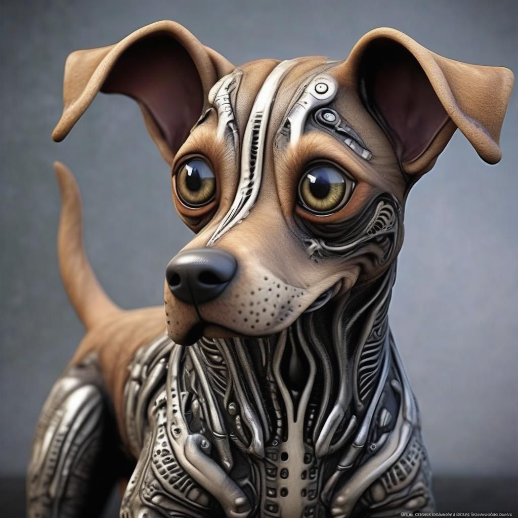 Adorable Cartoon Catahoula Dog in Horror-Punk Style