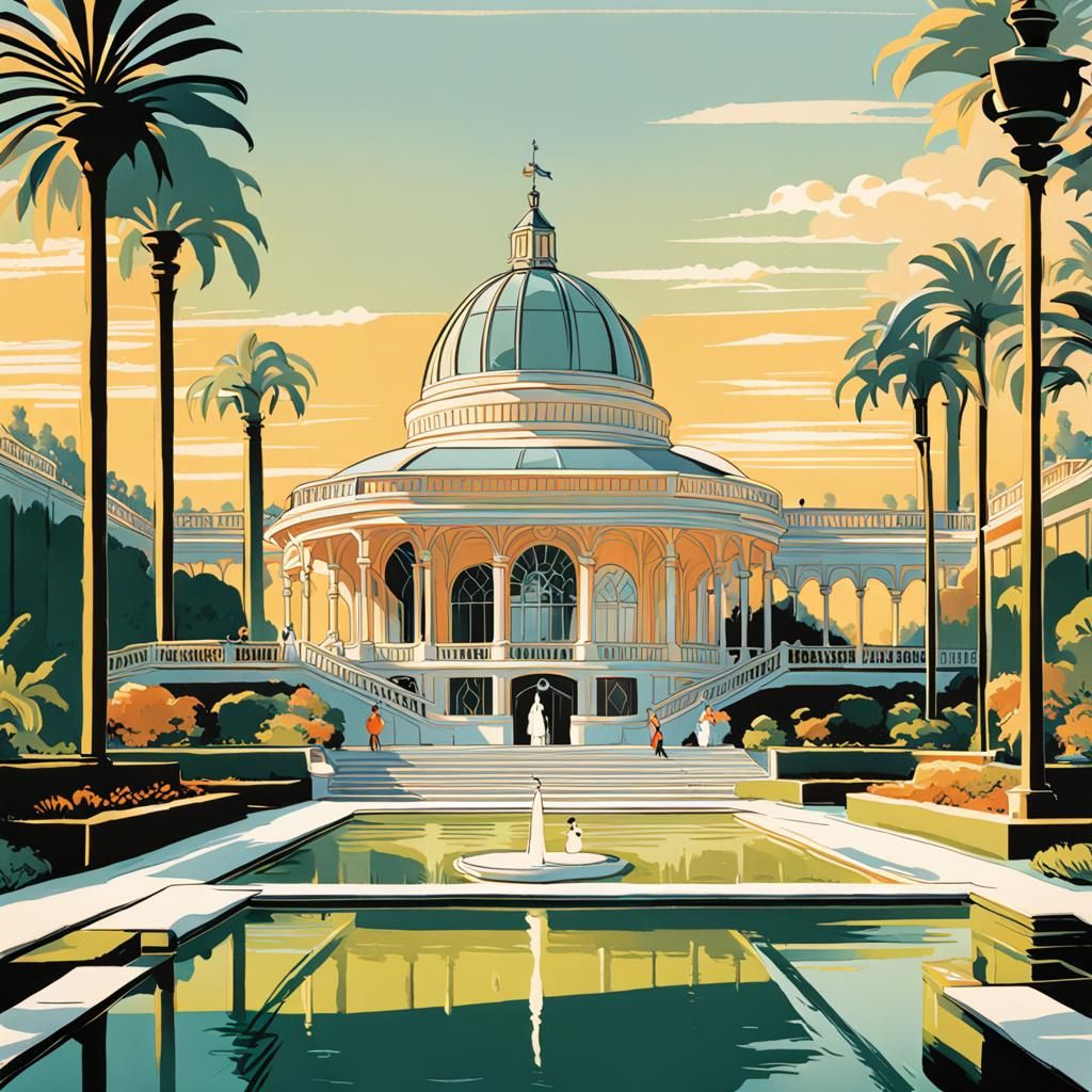 Vintage Disney Palm Garden Illustration