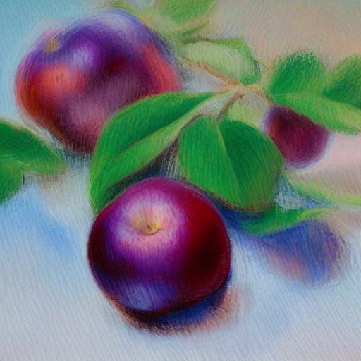 Purple Plum in Impressionistic Digital Art Style