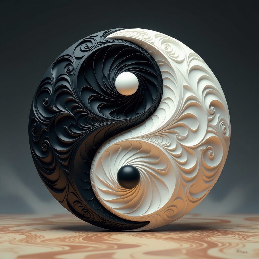Harmonious Yin Yang Emblem with Ethereal Curves