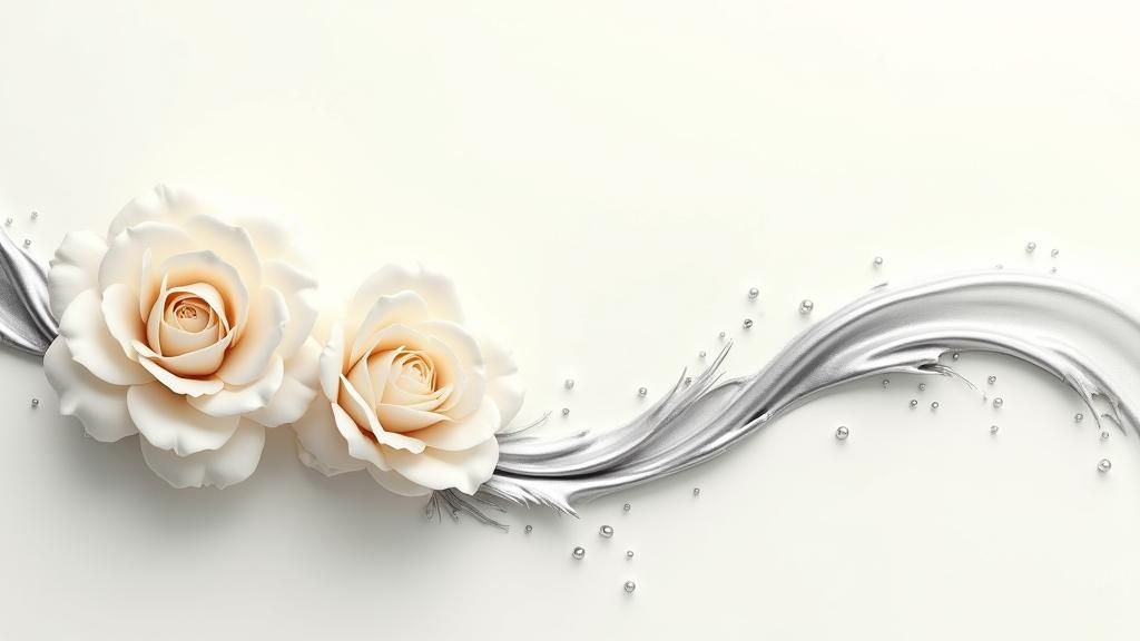 White Roses with Metallic Silver Splash