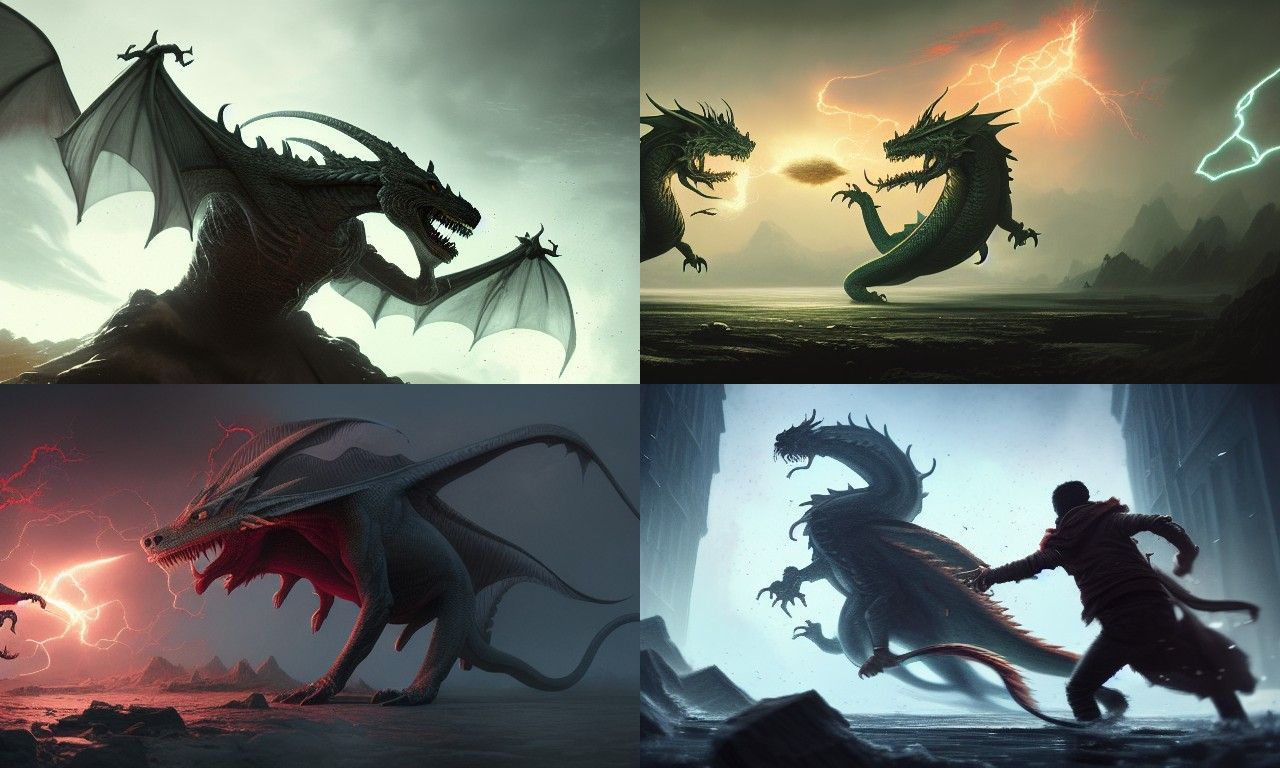 Wizards Battle With Lightning in Dark Fantasy Style