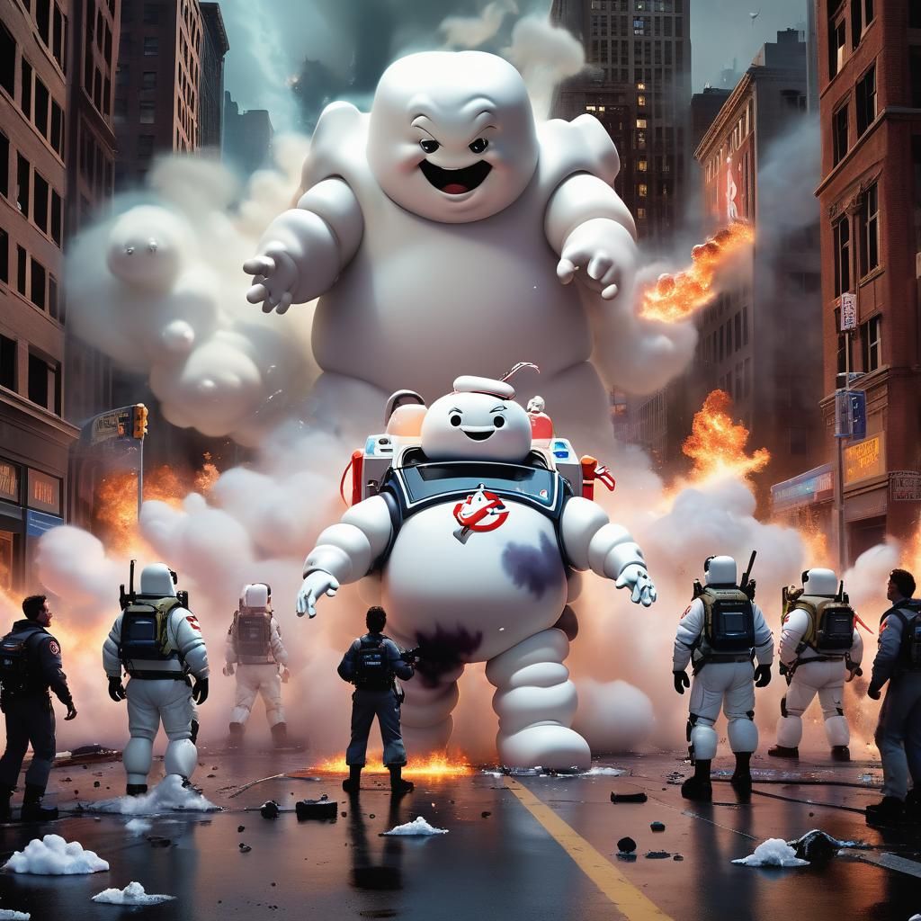 Ghostbusters Victory Over Stay Puft Marshmallow Man