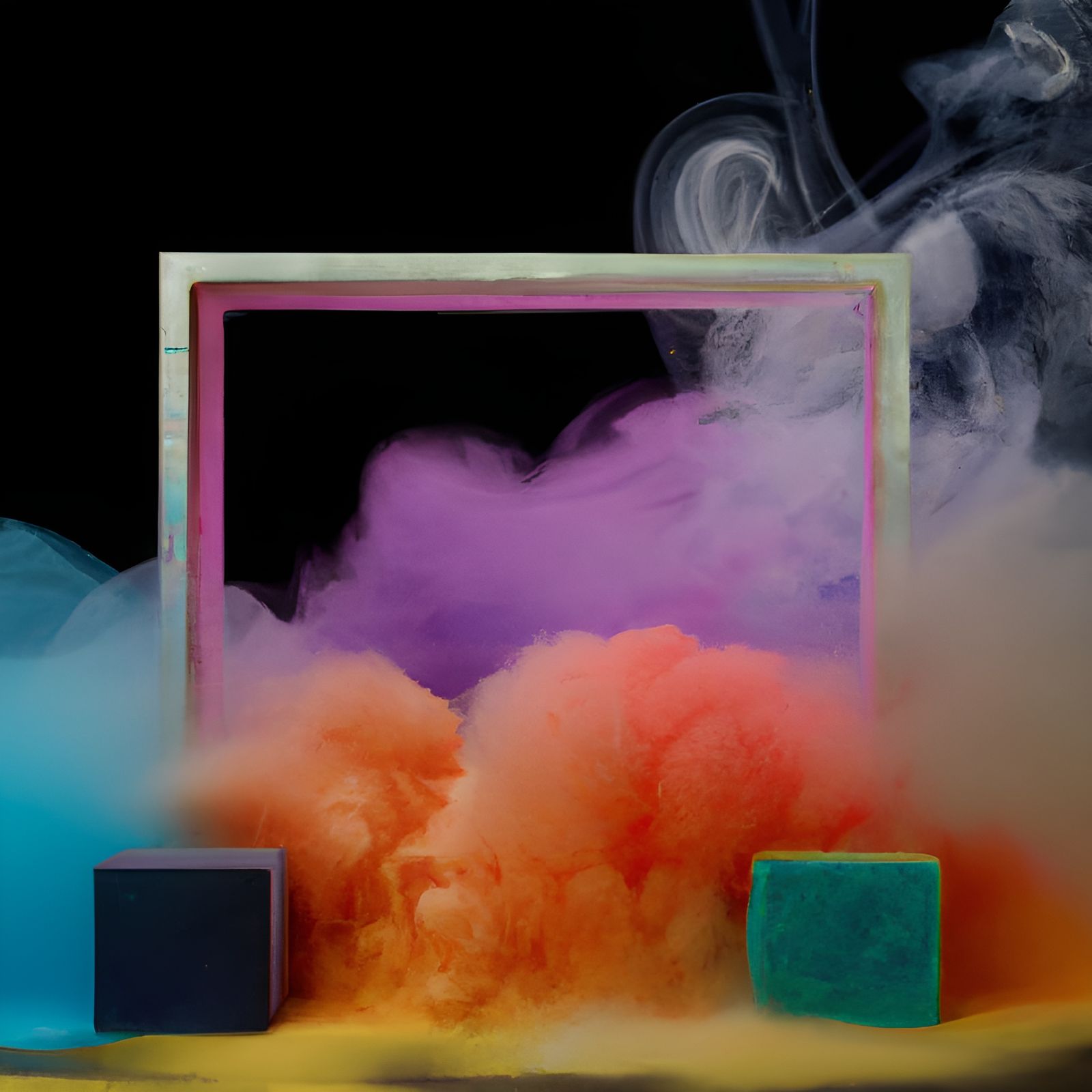 Holi Powder Explosion with Geometric Mineral Forms