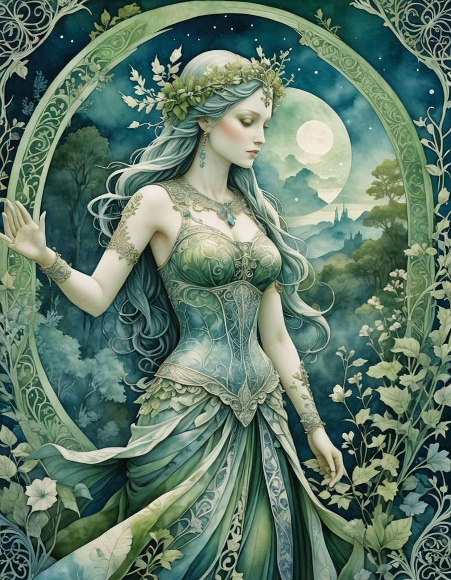 Goddess Artemis Silhouette in Fantasycore Style