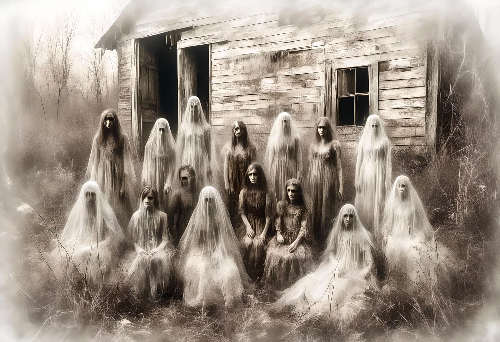 Ghostly Ozarks Family Portrait, Macabre Vintage Style
