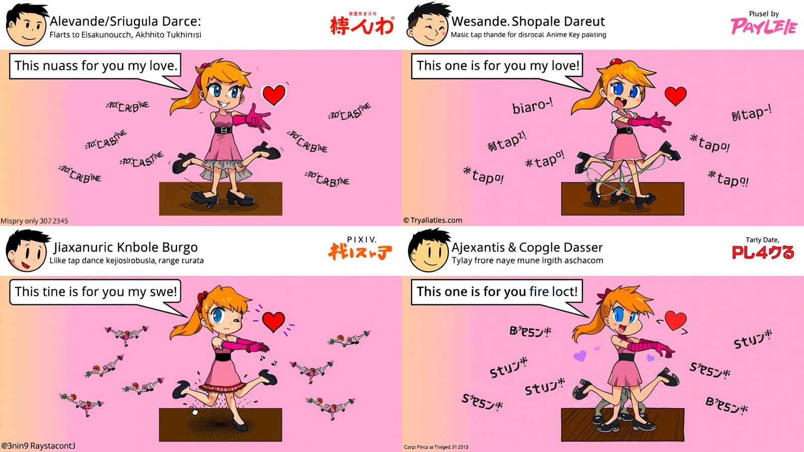 Energetic Cartoon Woman Tap Dancing in Anime Style