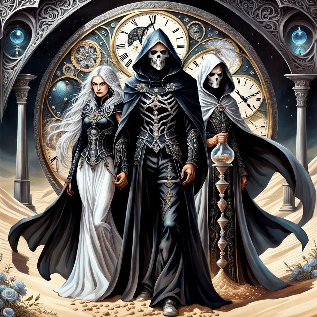 Reapers of Time with Hourglass in Ethereal Fantasy
